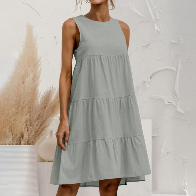 Women’s Sleeveless Tiered Sundress with Empire-Waist Silhouette