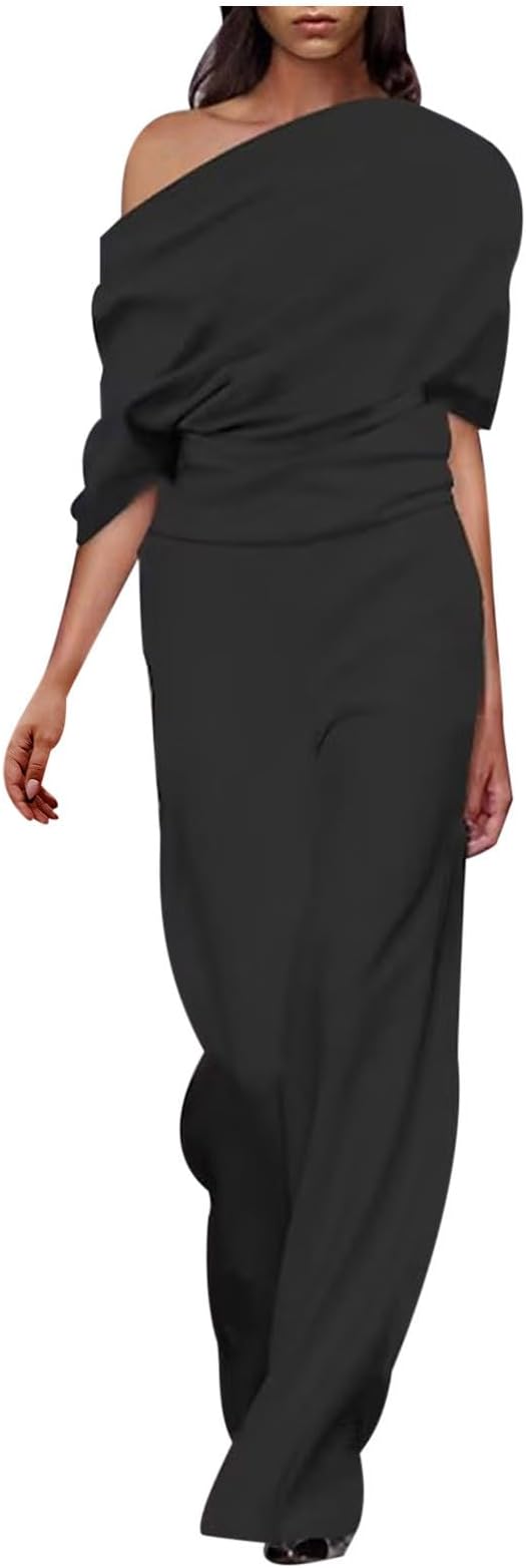 Women’s Jumpsuit with Off-the-Shoulder Neckline and Relaxed Fit