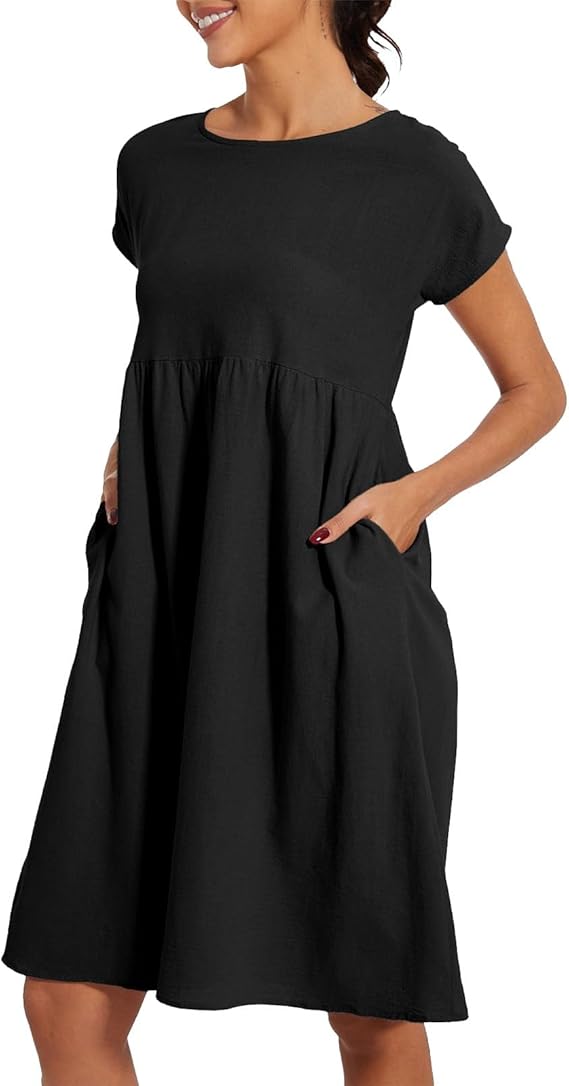Lillian | Short Sleeve Knee Length Pocket Dress