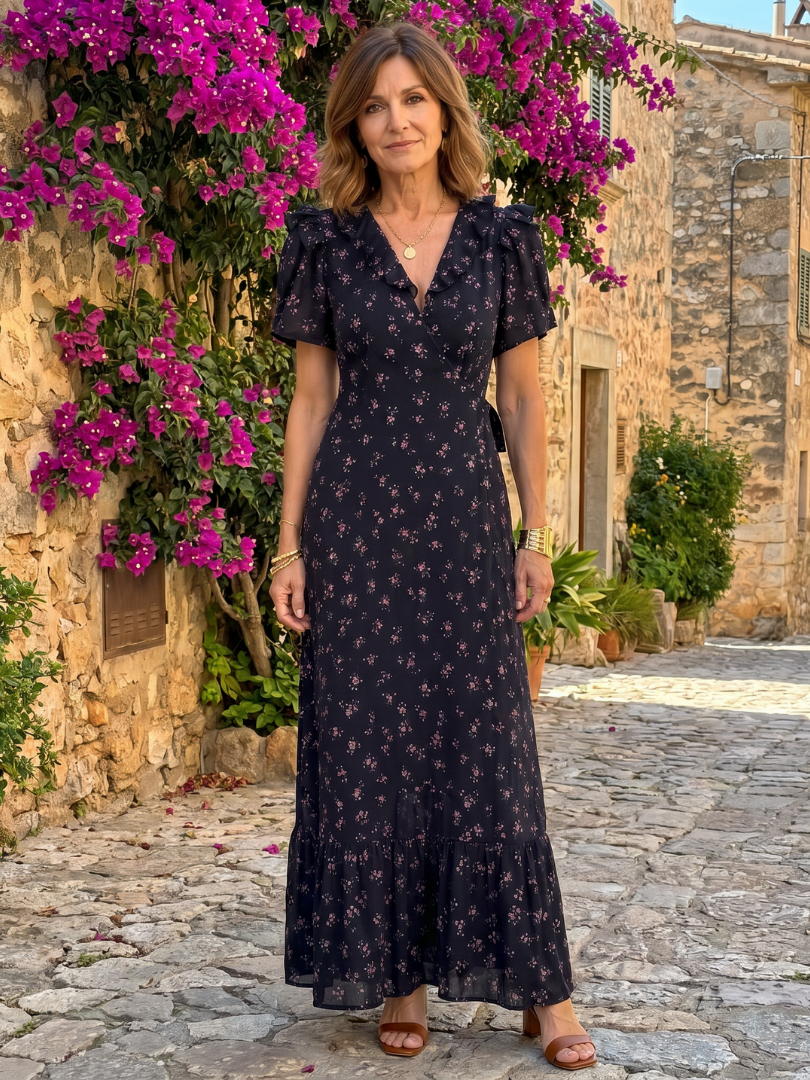 Semifal | Floral Puff Sleeve Ruffle Hem Maxi Dress