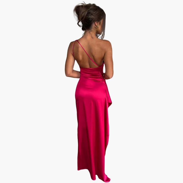 Women’s One-Shoulder Maxi Dress with Ruched Bodice