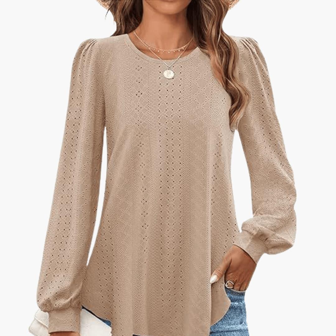 Casual Lantern Top for Women - Loose Fit, Elegant Sleeves -  Made By Riley