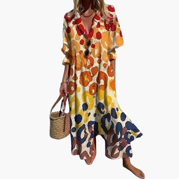 Women’s V-Neck Long Sleeve Ankle-Length Dress