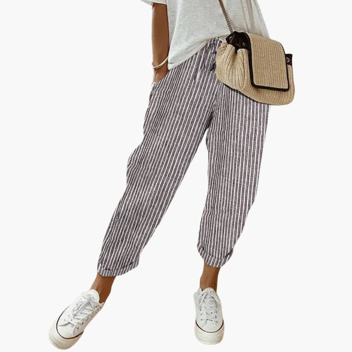 Women’s summer Pants with drawstring waist and cuffed hems