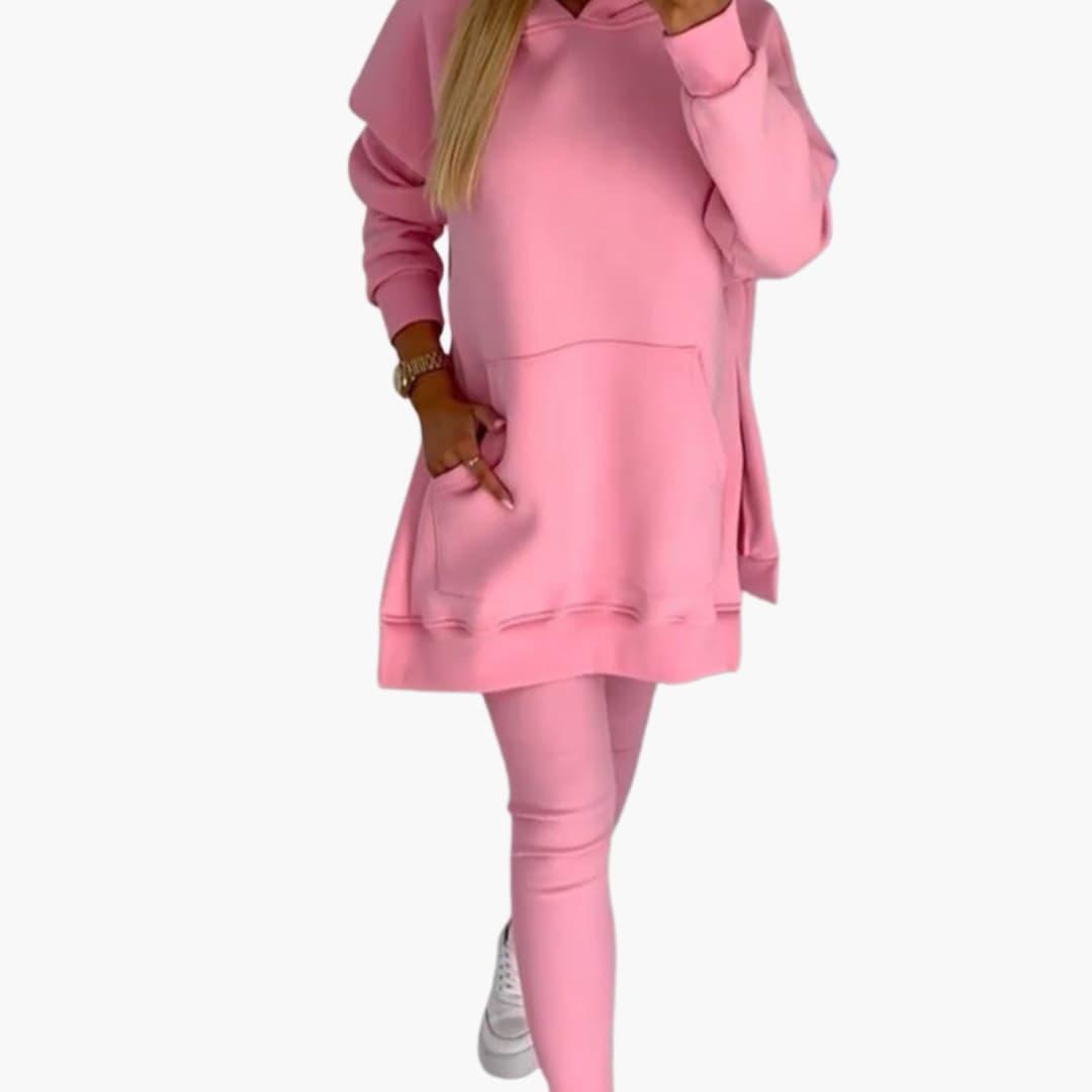 Women’s Two-Piece Hoodie and Leggings Set with Fitted Leggings