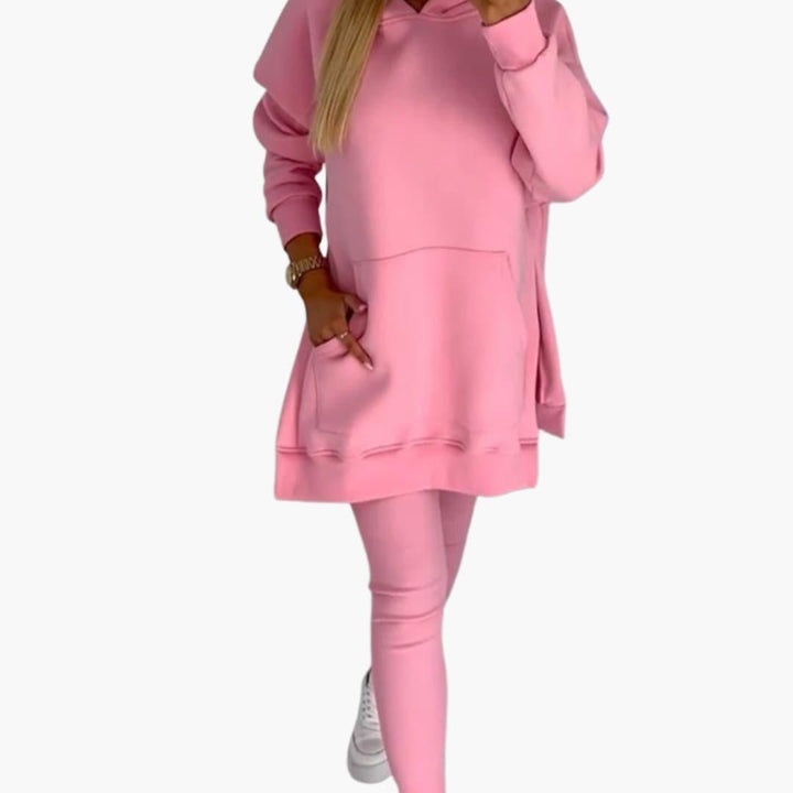 Women’s Two-Piece Hoodie and Leggings Set with Fitted Leggings