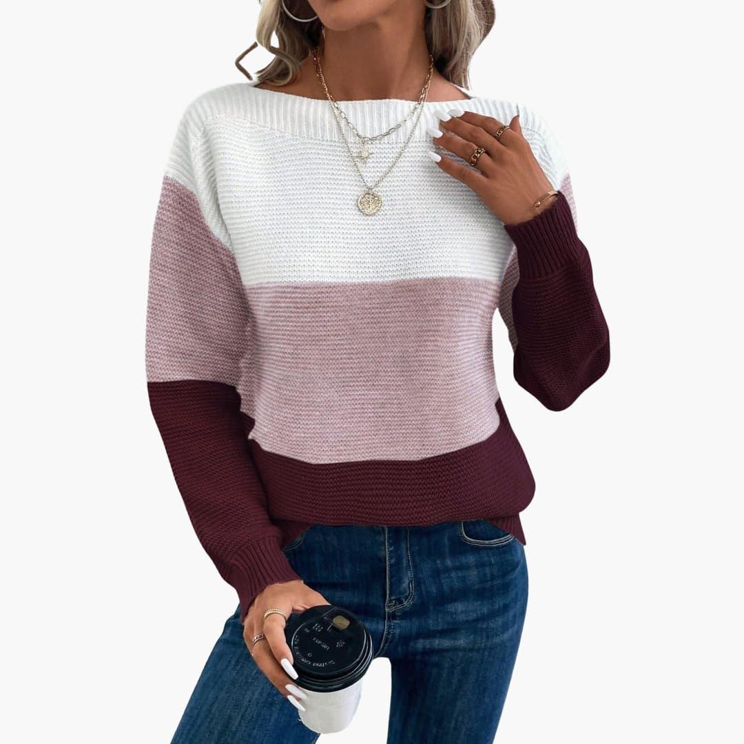 Women’s Ombre Knit Sweater with Long Sleeves and Pullover Style