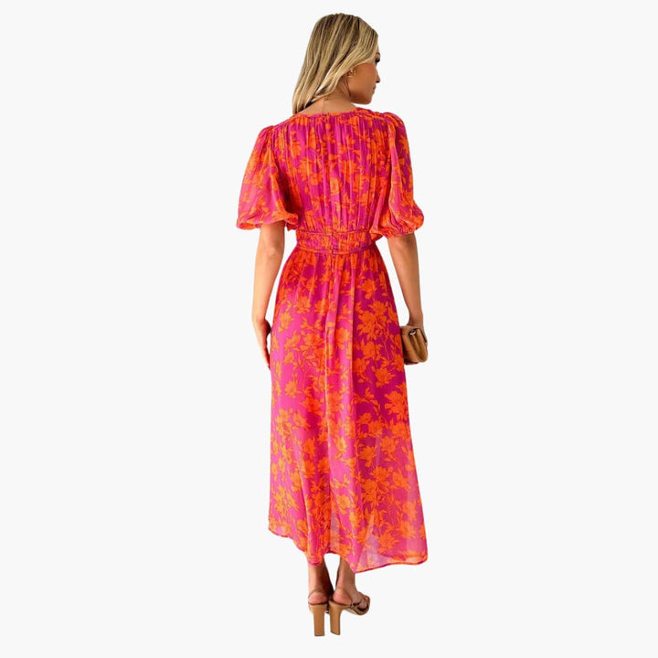 Women’s Maxi Dress with V-Neck and A-Line Skirt