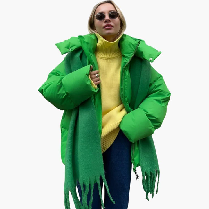 Women’s Puffer Jacket with Oversized Fit and Padded Design