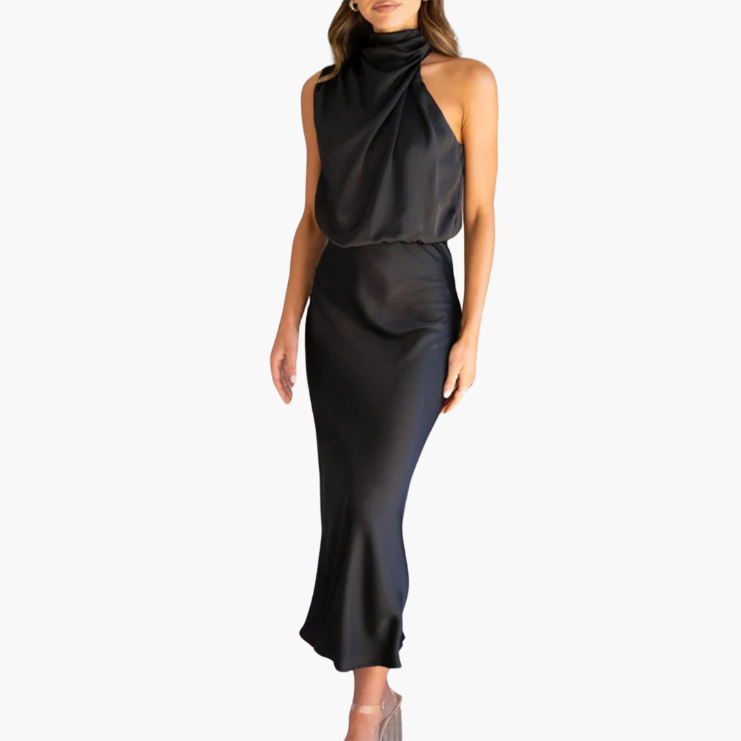 Women’s Gown with One-Shoulder and Draped Neckline