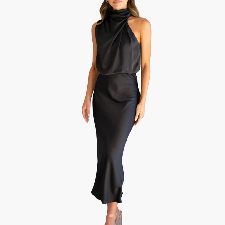 Women’s Gown with One-Shoulder and Draped Neckline