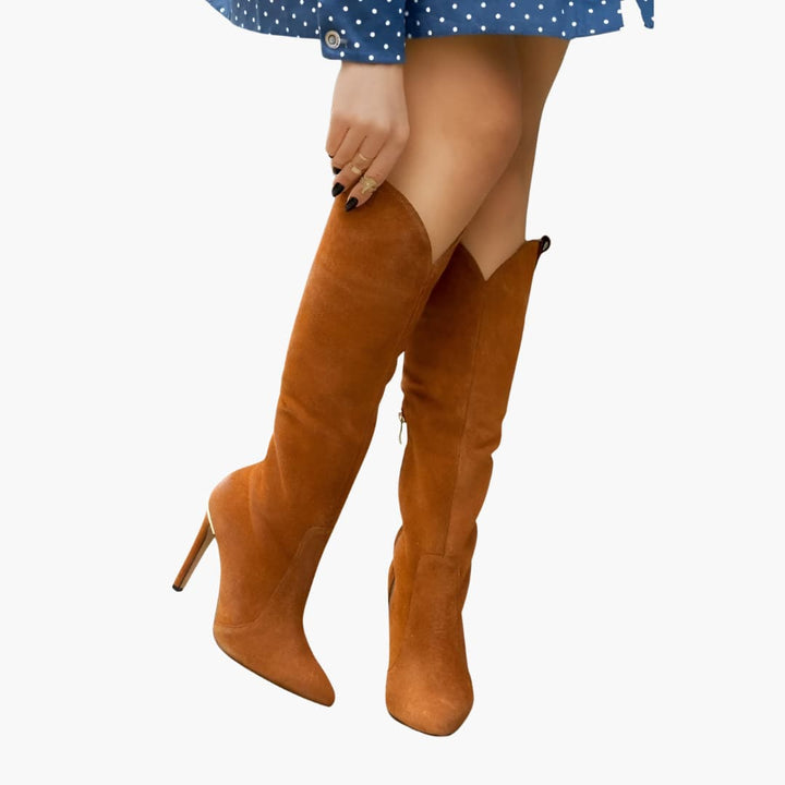 Women’s Knee-High Boots with Heel and Zipper