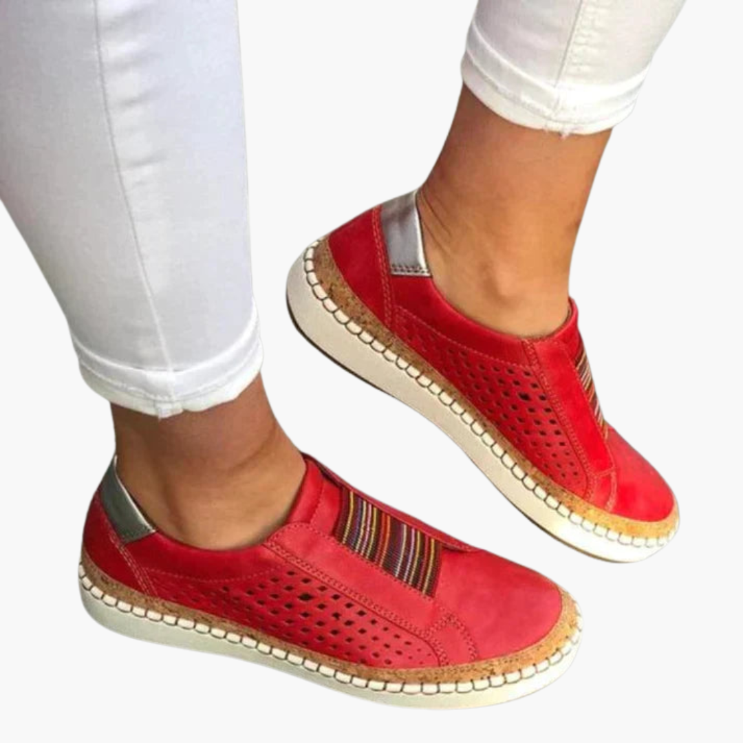 Women’s Slip On Sneakers with Perforated Panels and Platform Sole