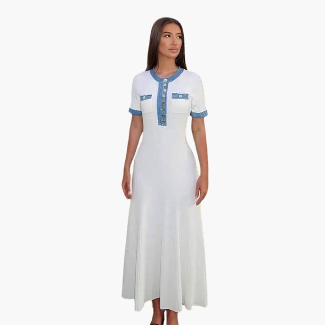 Women’s Knit Maxi Dress with Button-Down Front and Long Sleeves