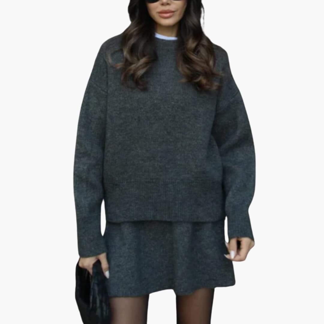 Women’s Two-Piece Knitted Sweater and Skirt Set