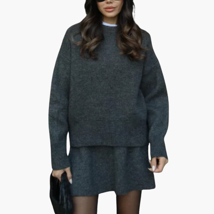 Women’s Two-Piece Knitted Sweater and Skirt Set