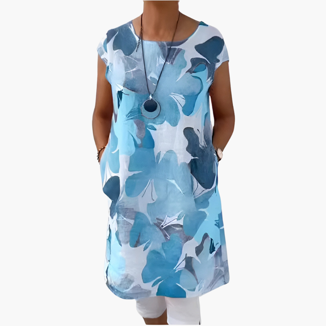 Women’s Shirt Dress with Floral Print and Pockets