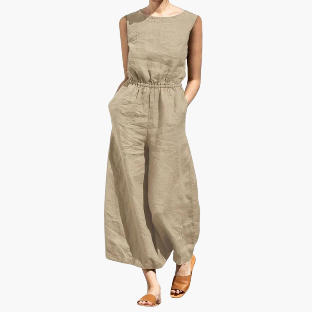 Women’s Sleeveless Jumpsuit with Elasticated Waist