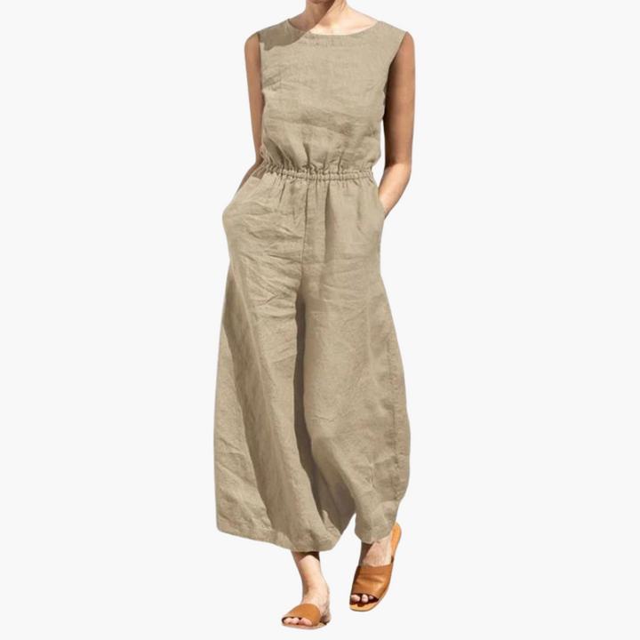 Women’s Sleeveless Jumpsuit with Elasticated Waist