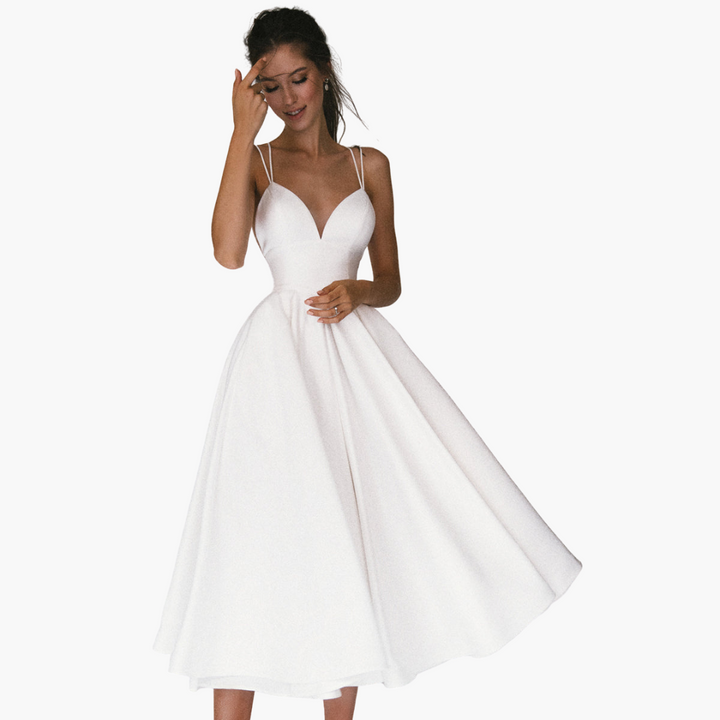 Women’s Midi Party Dress with V-Neck