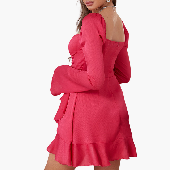 Women’s Party Dress with Sweetheart Neckline and Ruffled Detail