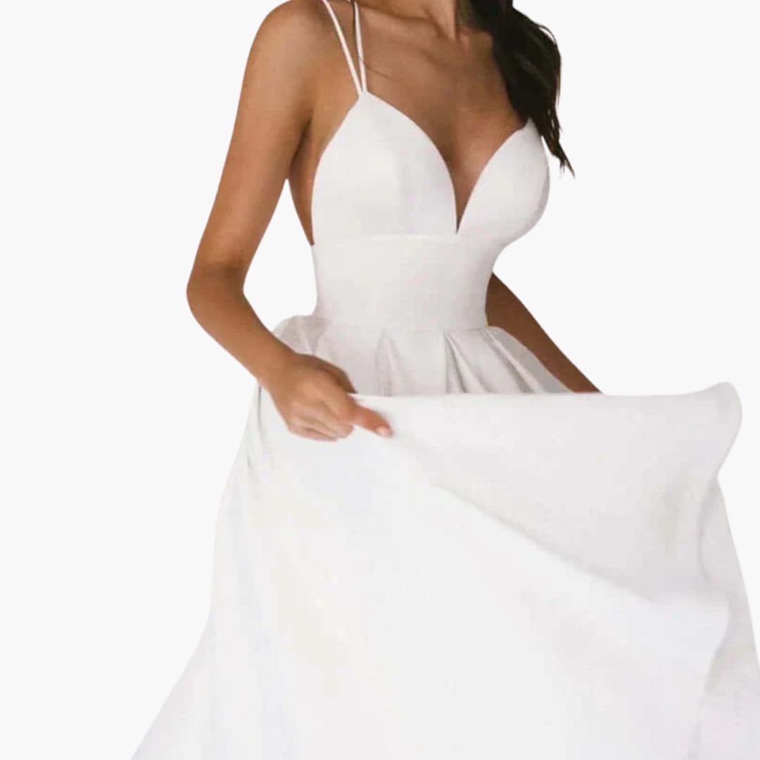 Women’s Midi Dress with Open Back and Flared Skirt