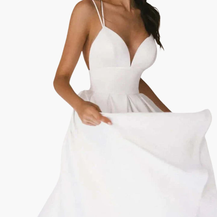 Women’s Midi Dress with Open Back and Flared Skirt
