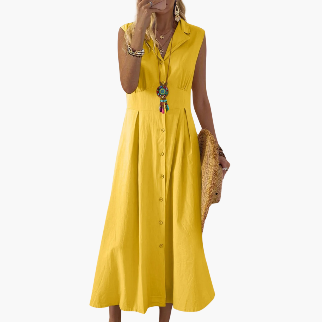 Button-Down Collared Midi Dress – Women&