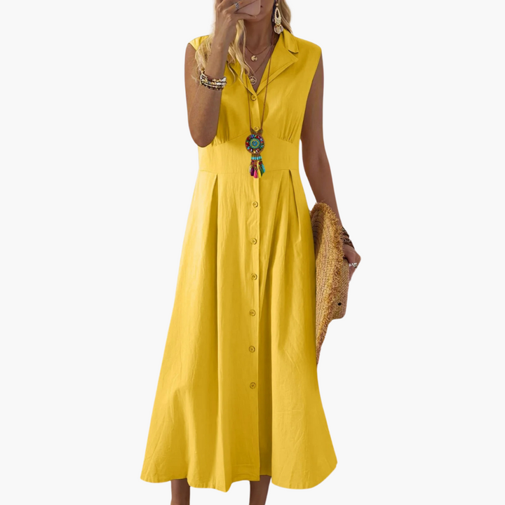 Button-Down Collared Midi Dress – Women&