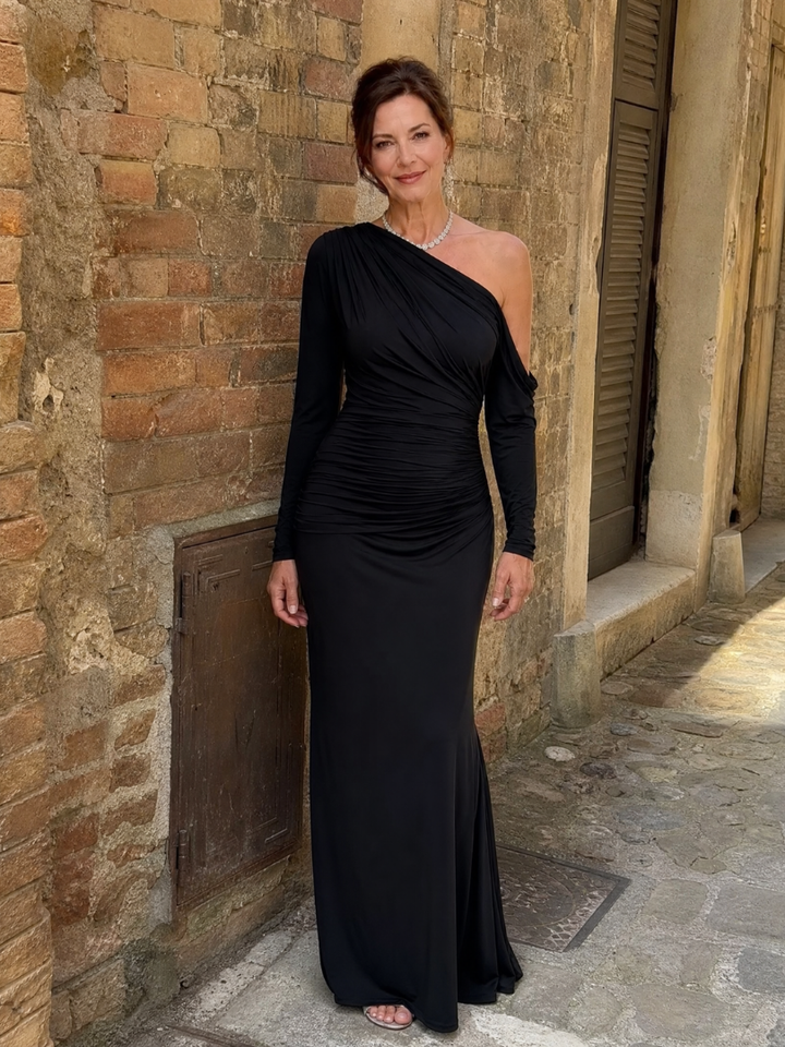 Saskia | One Shoulder Ruched Maxi Dress