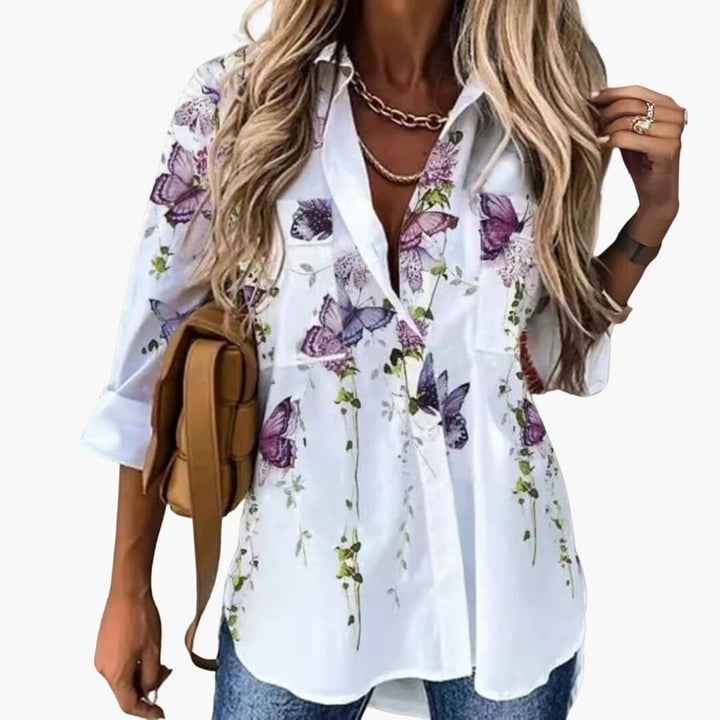 Women’s Blouse with Button Fastening and Floral Print