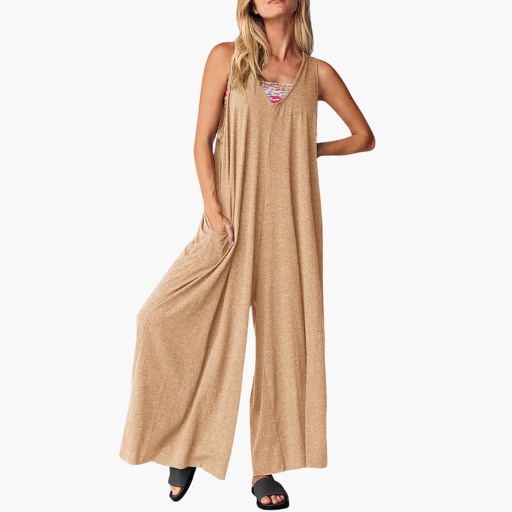 Women’s V-Neck Jumpsuit with Relaxed Fit