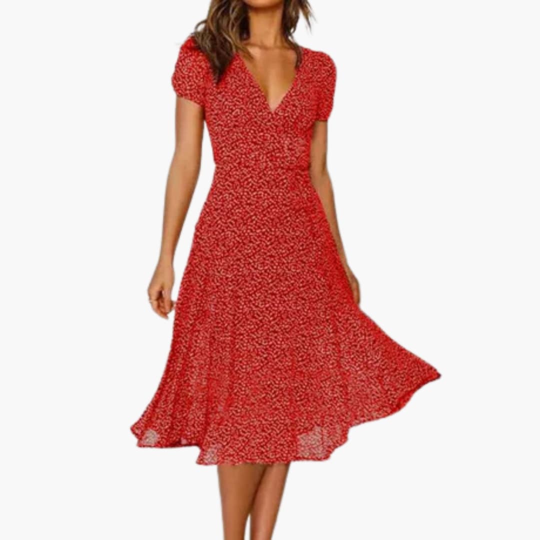 Women’s A-Line Summer Dress with V-Neck and Swing Hem