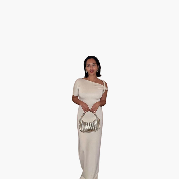Women’s One-Shoulder Maxi Dress with Twisted Sleeve Detail