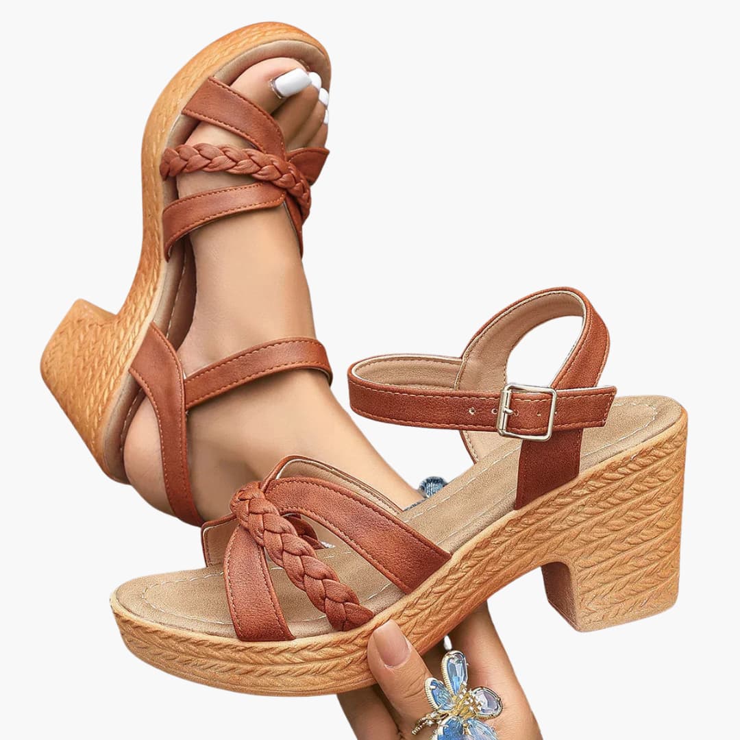 Women’s Wedge Sandals with Platform Sole and Buckle
