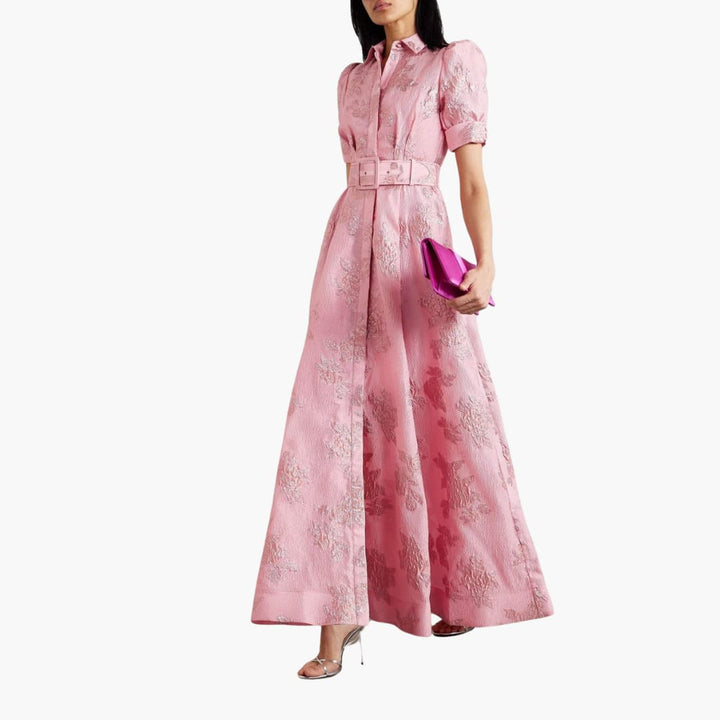 Women’s Maxi Dress with Puff Sleeves and Floral Print