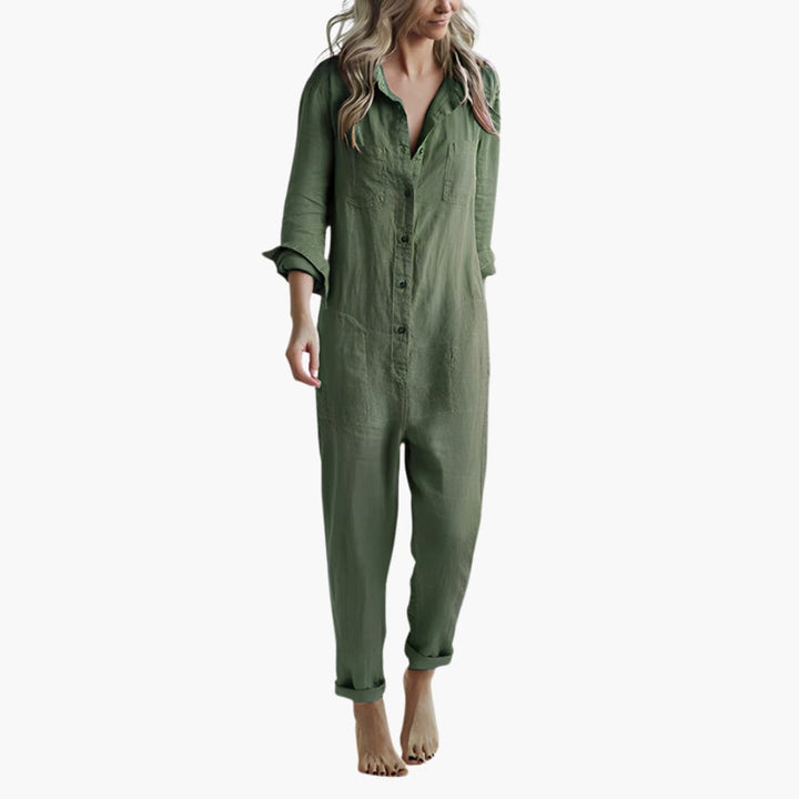 Women’s Long Sleeve Jumpsuit with Straight-Leg Fit
