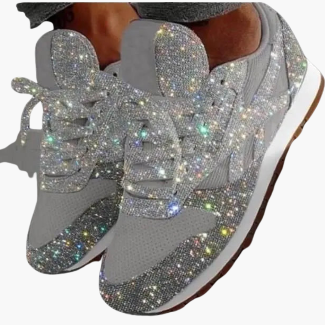 Women’s Sneakers with Low-Top and Glitter Embellishments