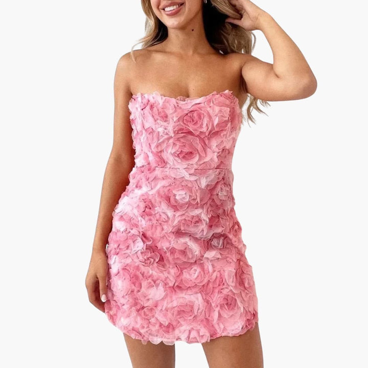 Women’s Mini Dress with Floral Surface