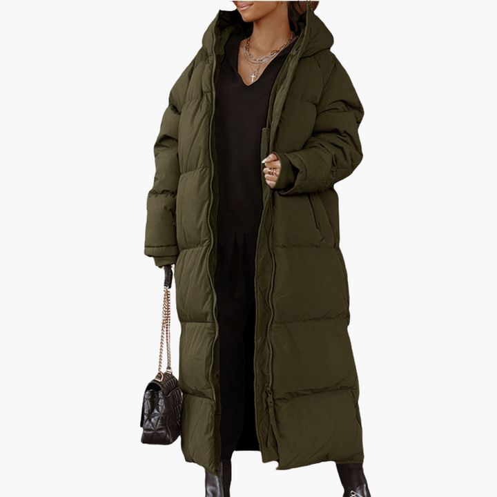 Women’s Hooded Puffer Coat with Quilted Design