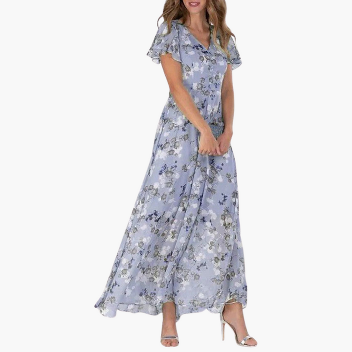 Women’s Midi Dress with Floral Print and Relaxed Silhouette