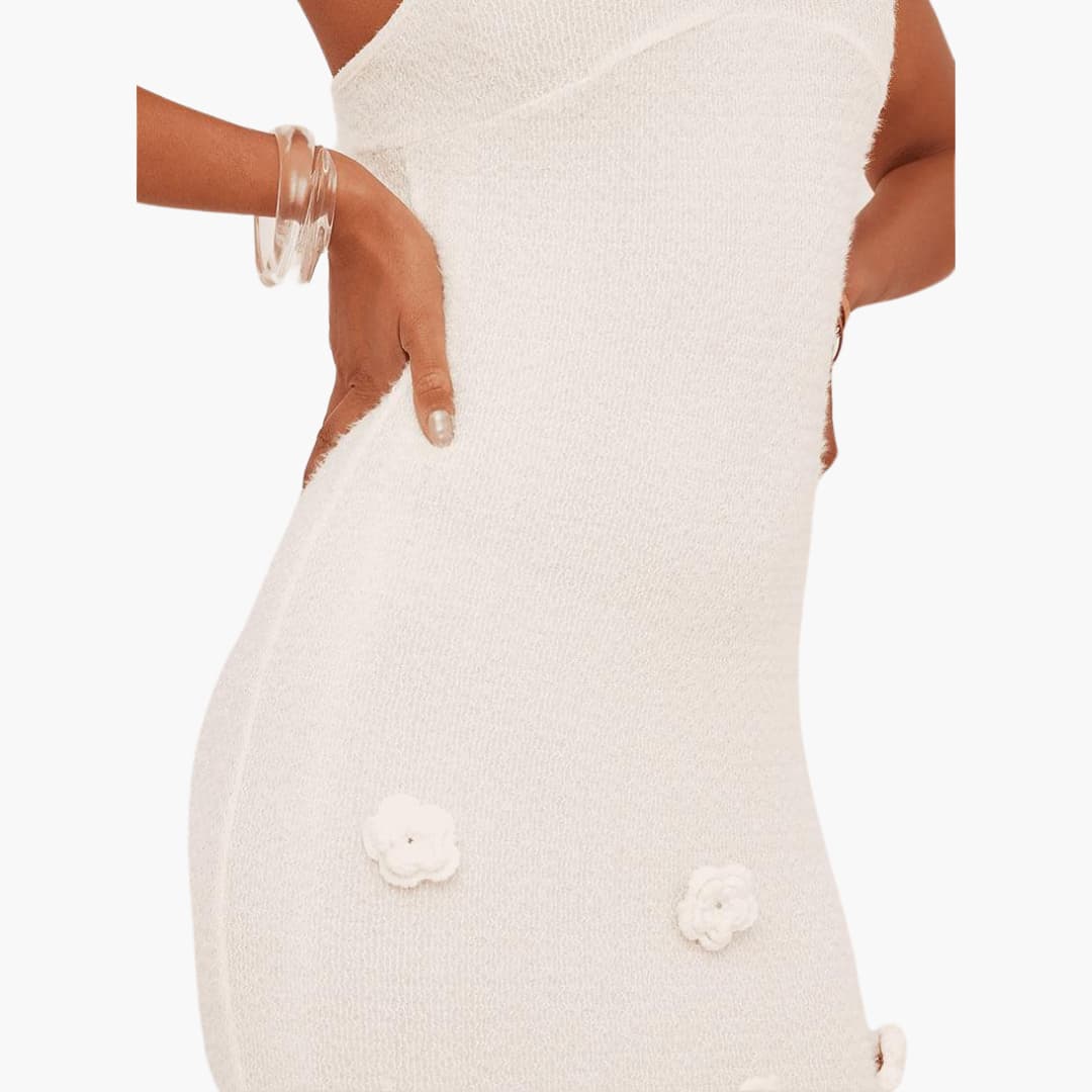 Women’s Strappy Maxi Dress with Low Neckline and Long Skirt