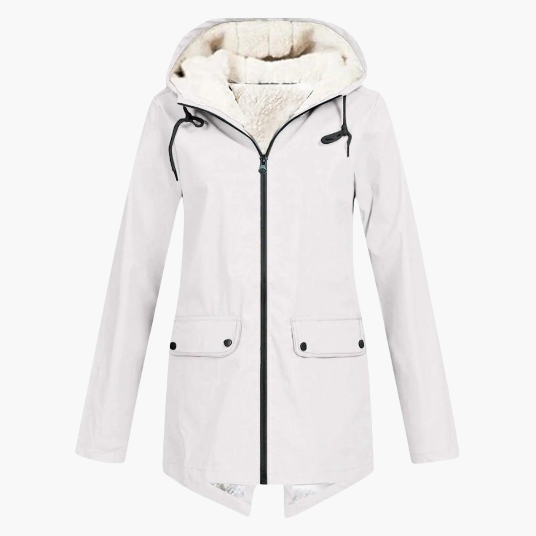 Women’s Hooded Winter Coat with Button-Up Front and Long Length
