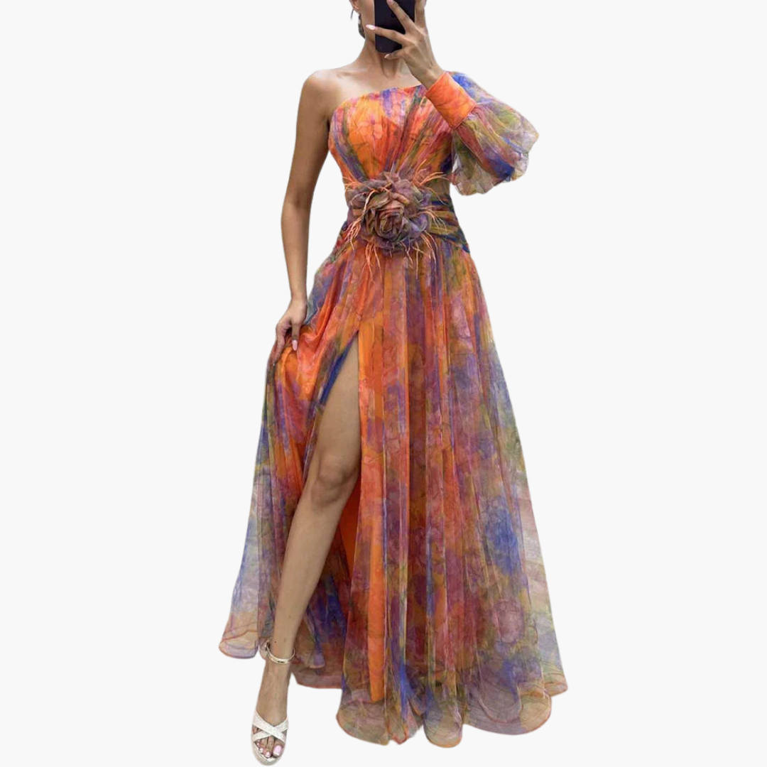 Women’s One-Shoulder Floral Dress