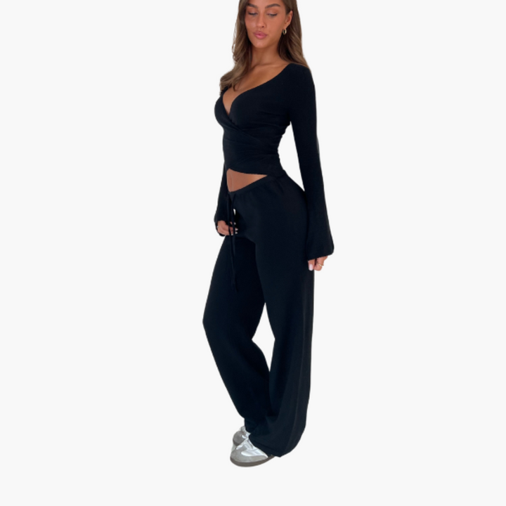 Women’s two-piece set with wrap top and Pants