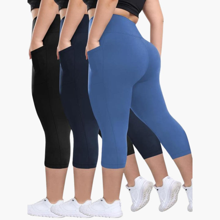 Women’s Capri Leggings with High-Waisted Design and Side Pockets