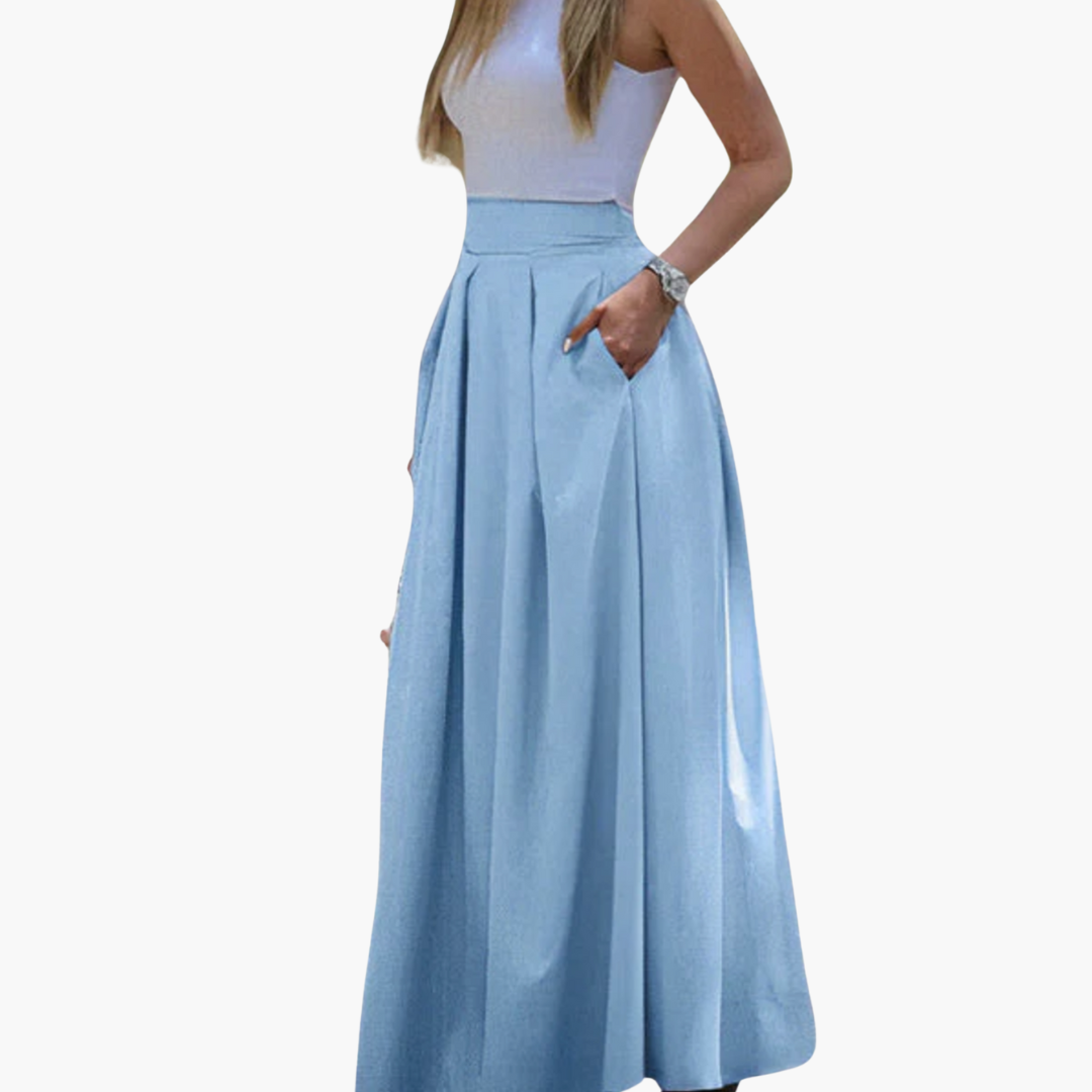 Women’s Pleated Maxi Skirt with High-Waist Fit and Flowing Design