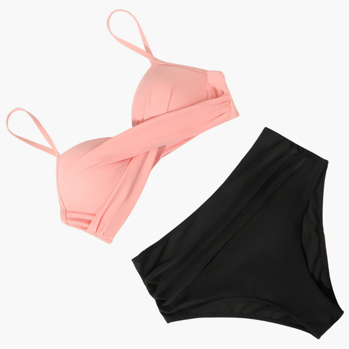Women’s Bikini Set with Triangle Top and High-Waisted Bottoms