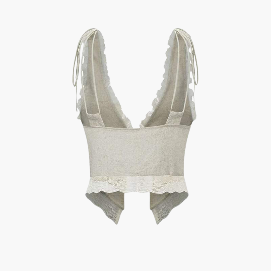 Women’s V-Neck Top with Lace Trim