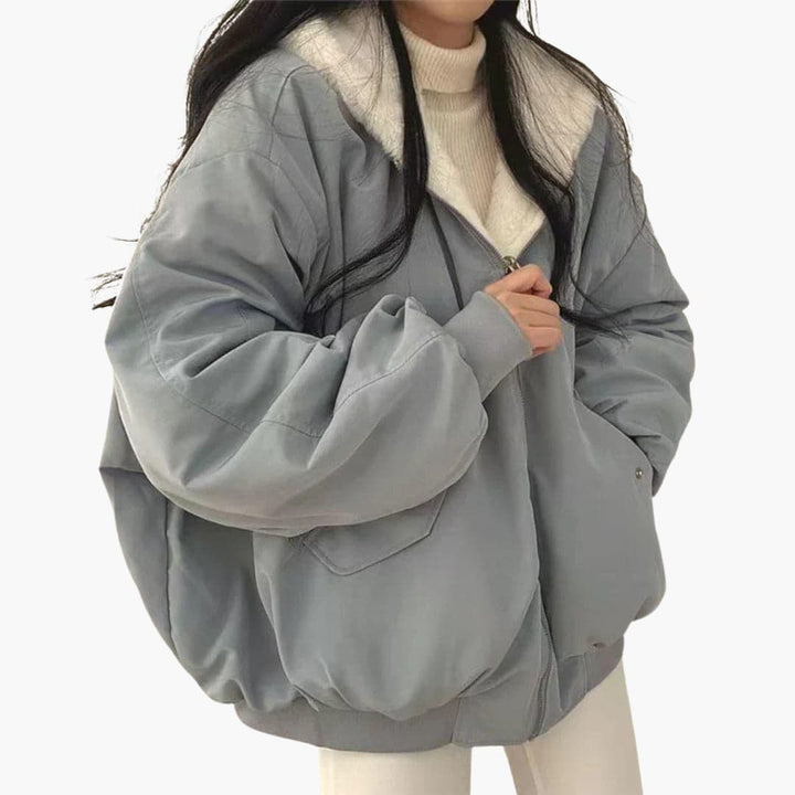 Women’s Reversible Jacket with Balloon Sleeves and Dual Surfaces
